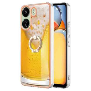 For Xiaomi Redmi 13C 4G Electroplating Dual-side IMD Phone Case with Ring Holder(Draft Beer)