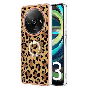 For Xiaomi Redmi A3 Electroplating Dual-side IMD Phone Case with Ring Holder(Leopard Print)