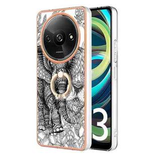For Xiaomi Redmi A3 Electroplating Dual-side IMD Phone Case with Ring Holder(Totem Elephant)