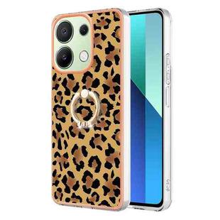 For Xiaomi Redmi Note 13 4G Global Electroplating Dual-side IMD Phone Case with Ring Holder(Leopard Print)