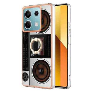 For Xiaomi Redmi Note 13 5G Global Electroplating Dual-side IMD Phone Case with Ring Holder(Retro Radio)