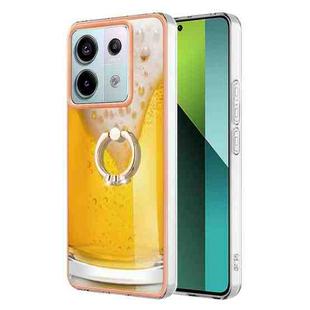 For Xiaomi Redmi Note 13 Pro 5G Global Electroplating Dual-side IMD Phone Case with Ring Holder(Draft Beer)