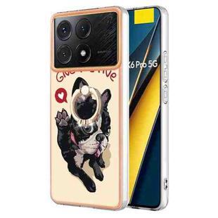 For Xiaomi Poco X6 Pro / Redmi K70E Electroplating Dual-side IMD Phone Case with Ring Holder(Lucky Dog)