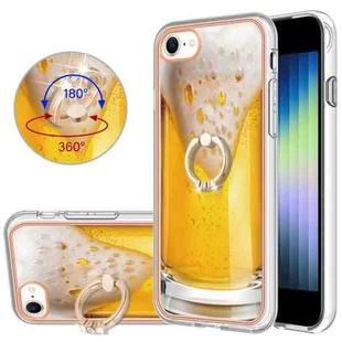 For iPhone SE 2022 / SE 2020 / 8 Electroplating Dual-side IMD Phone Case with Ring Holder(Draft Beer)