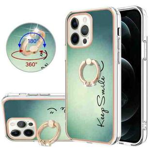 For iPhone 12 Pro Max Electroplating Dual-side IMD Phone Case with Ring Holder(Smile)