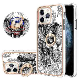 For iPhone 11 Pro Max Electroplating Dual-side IMD Phone Case with Ring Holder(Totem Elephant)