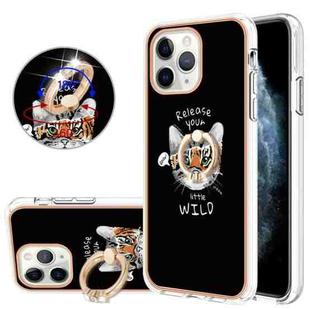 For iPhone 11 Pro Max Electroplating Dual-side IMD Phone Case with Ring Holder(Natural Growth)