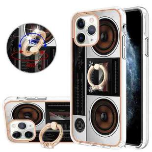 For iPhone 11 Pro Electroplating Dual-side IMD Phone Case with Ring Holder(Retro Radio)