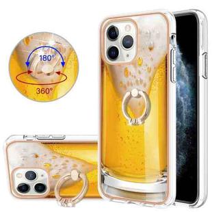 For iPhone 11 Pro Electroplating Dual-side IMD Phone Case with Ring Holder(Draft Beer)