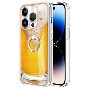 For iPhone 16 Pro Max Electroplating Dual-side IMD Phone Case with Ring Holder(Draft Beer)