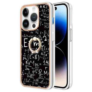 For iPhone 16 Pro Electroplating Dual-side IMD Phone Case with Ring Holder(Equation)