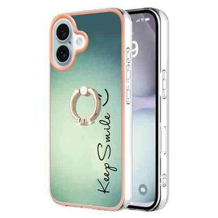 For iPhone 16 Electroplating Dual-side IMD Phone Case with Ring Holder(Smile)