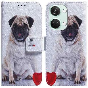 For OnePlus Nord 3 Coloured Drawing Flip Leather Phone Case(Pug)
