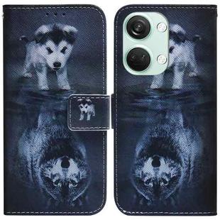 For OnePlus Nord 3 Coloured Drawing Flip Leather Phone Case(Wolf and Dog)