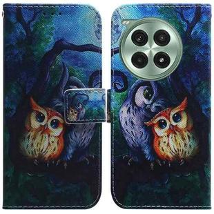 For OnePlus Ace 3 Pro Coloured Drawing Flip Leather Phone Case(Oil Painting Owl)