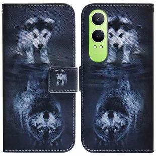 For OnePlus Nord CE4 Lite Coloured Drawing Flip Leather Phone Case(Wolf and Dog)