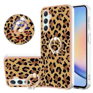 For Samsung Galaxy A24 / A25 5G Electroplating Dual-side IMD Phone Case with Ring Holder(Leopard Print)
