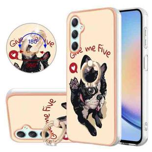 For Samsung Galaxy A24 / A25 5G Electroplating Dual-side IMD Phone Case with Ring Holder(Lucky Dog)