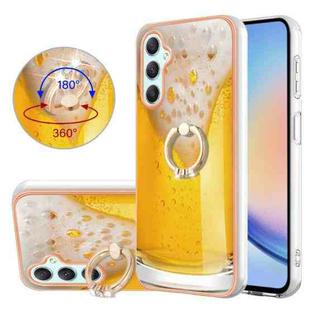 For Samsung Galaxy A24 / A25 5G Electroplating Dual-side IMD Phone Case with Ring Holder(Draft Beer)