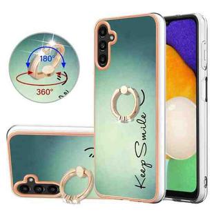 For Samsung Galaxy A34 5G Electroplating Dual-side IMD Phone Case with Ring Holder(Smile)