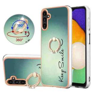 For Samsung Galaxy A54 5G Electroplating Dual-side IMD Phone Case with Ring Holder(Smile)