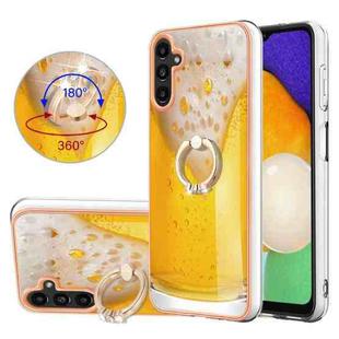 For Samsung Galaxy A54 5G Electroplating Dual-side IMD Phone Case with Ring Holder(Draft Beer)