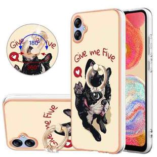 For Samsung Galaxy A04e Electroplating Dual-side IMD Phone Case with Ring Holder(Lucky Dog)