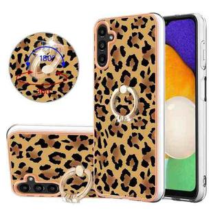 For Samsung Galaxy A13 5G / A04s / M13 5G Electroplating Dual-side IMD Phone Case with Ring Holder(Leopard Print)