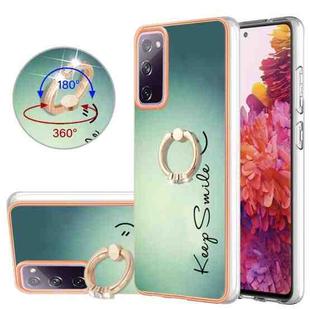 For Samsung Galaxy S20 FE Electroplating Dual-side IMD Phone Case with Ring Holder(Smile)