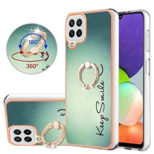 For Samsung Galaxy A22 4G EU Version Electroplating Dual-side IMD Phone Case with Ring Holder(Smile)