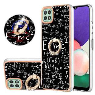 For Samsung Galaxy A22 5G US Version Electroplating Dual-side IMD Phone Case with Ring Holder(Equation)