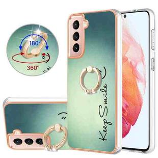 For Samsung Galaxy S21 5G Electroplating Dual-side IMD Phone Case with Ring Holder(Smile)