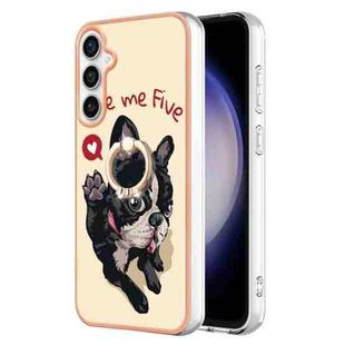 For Samsung Galaxy S23 FE 5G Electroplating Dual-side IMD Phone Case with Ring Holder(Lucky Dog)