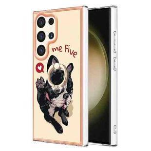 For Samsung Galaxy S24 Ultra 5G Electroplating Dual-side IMD Phone Case with Ring Holder(Lucky Dog)