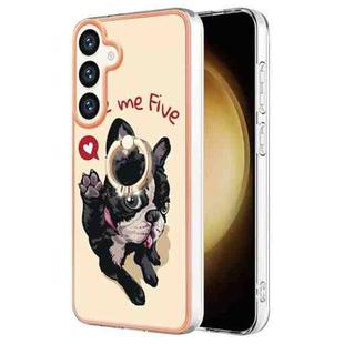 For Samsung Galaxy S24+ 5G Electroplating Dual-side IMD Phone Case with Ring Holder(Lucky Dog)