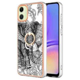 For Samsung Galaxy A05 Electroplating Dual-side IMD Phone Case with Ring Holder(Totem Elephant)