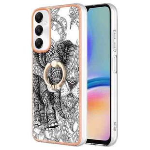 For Samsung Galaxy A05s Electroplating Dual-side IMD Phone Case with Ring Holder(Totem Elephant)