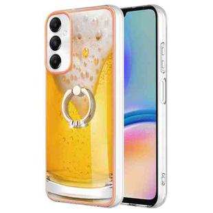 For Samsung Galaxy A05s Electroplating Dual-side IMD Phone Case with Ring Holder(Draft Beer)