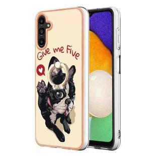 For Samsung Galaxy A35 Electroplating Dual-side IMD Phone Case with Ring Holder(Lucky Dog)