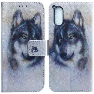 For Sony Xperia 5 V Coloured Drawing Flip Leather Phone Case(White Wolf)