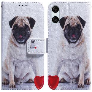 For Sony Xperia 10 VI Coloured Drawing Flip Leather Phone Case(Pug)