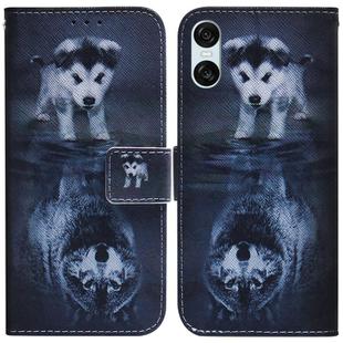 For Sony Xperia 10 VI Coloured Drawing Flip Leather Phone Case(Wolf and Dog)