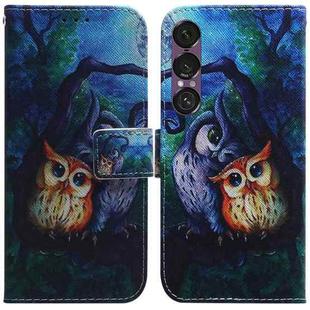 For Sony Xperia 1 VII Coloured Drawing Flip Leather Phone Case(Oil Painting Owl)
