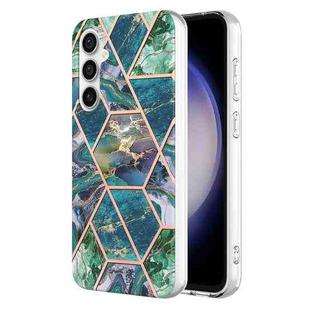 For Samsung Galaxy S23 FE 5G Electroplating Splicing Marble TPU Phone Case(Blue Green)