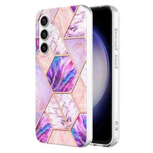 For Samsung Galaxy S23 FE 5G Electroplating Splicing Marble TPU Phone Case(Light Purple)