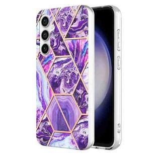 For Samsung Galaxy S23 FE 5G Electroplating Splicing Marble TPU Phone Case(Dark Purple)