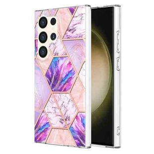 For Samsung Galaxy S24 Ultra 5G Electroplating Splicing Marble TPU Phone Case(Light Purple)