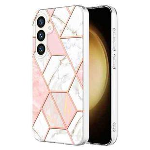 For Samsung Galaxy S24+ 5G Electroplating Splicing Marble TPU Phone Case(Pink White)