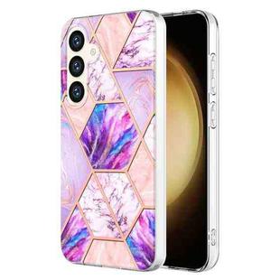 For Samsung Galaxy S24+ 5G Electroplating Splicing Marble TPU Phone Case(Light Purple)