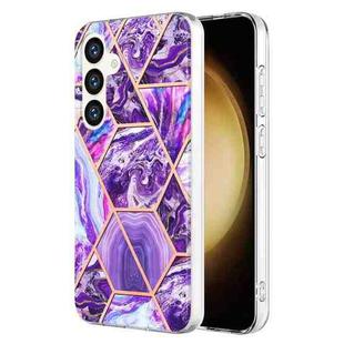 For Samsung Galaxy S24+ 5G Electroplating Splicing Marble TPU Phone Case(Dark Purple)